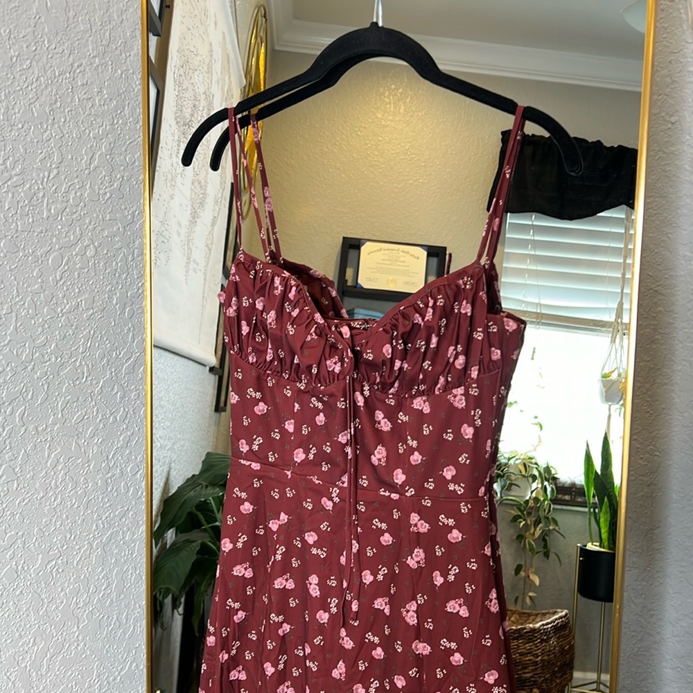 HOUSE OF CB 'Carina' Wine Floral Bustier Midi Dress NWOT - Picture 10 of 11